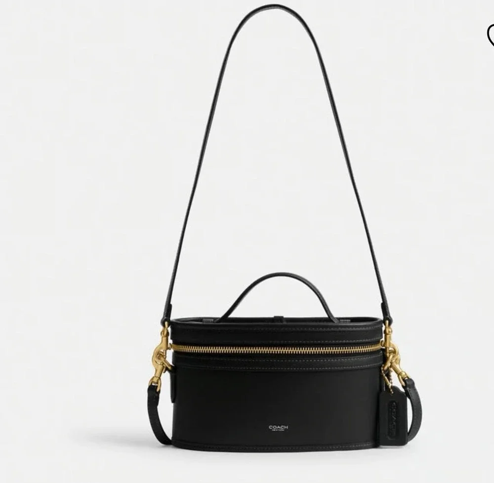 NWT B7-009COACH OriginalsTrail Bag CrossbodyVanityCaseInLeatherGoldBlackCBG93New